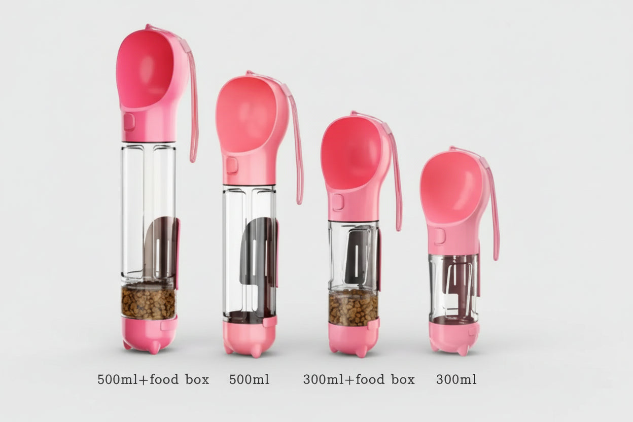 3-in-1 Portable Dog Water Bottle and Food Dispenser
